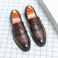 Zapatos formales de negocios para hombres, borla de empalme de un solo botón, Retro, moda juvenil, diario, oficina, banquete, novio, boda - details 0