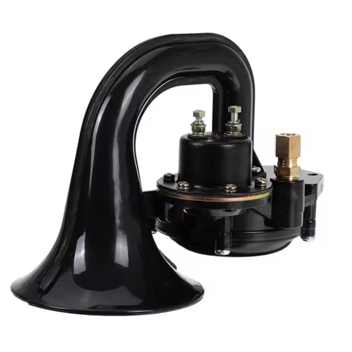 12V/24V Auto Air Horn Loud Truck Trumpet Air Horn With Electric Valve Flat For Car Vehicle Trucks Bus Van Train - 1