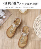 Sandalias de nuevo estilo con diamantes de imitación, cómodas, de punta redonda, para vacaciones en la playa, zapatos planos de talla grande - details 8