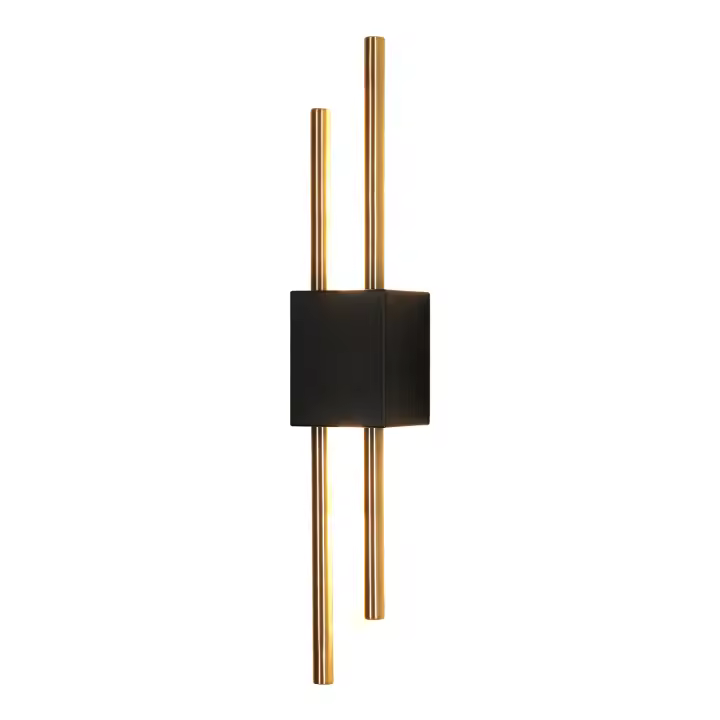 GOECO Lámpara de Pared Rectangular Diseño, Aluminio, Color Negro + Dorado, Dimensiones 40x8x7 cm, Luz Blanca Cálida 3000K, 220V - 1