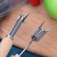 Removedor de semillas de piña de acero inoxidable, pelador de piña portátil con mango de madera, Clip multifuncional para excavación de ojos en el hogar - details 5