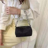 Bolso tipo cubo con diamantes de imitación de versión completa, bolso con bola de cadena brillante, mini bolso cruzado para mujer - details 14