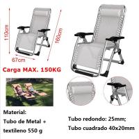 Silla tumbona hamaca plegable Reclinable de gravedad cero y resistente para Playa Patio Jardín Camping al Aire Libre, Carga Max,150 kg - Kmt Style - details 19