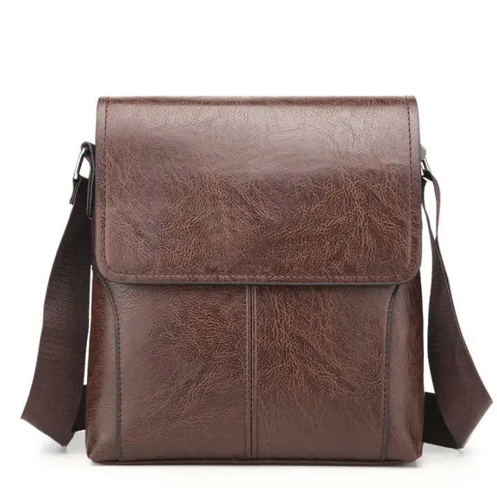 Bolso mensajero vintage hombre - cuero PU de diseñador. Gran capacidad, estilo cruzado y tendencia retro-moderna - 1