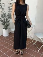 Vestido Vintage de moda versión coreana para mujer, Túnica de verano para oficina madura, sin mangas, Color sólido, temperamento, Vestido suave - details 27
