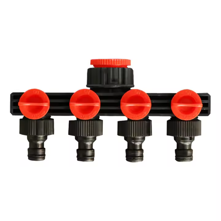 Divisores de manguera de 4 vías para riego automático, enlazador de tubería de agua, temporizador, herramienta de riego de agua para jardín - 1