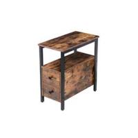 Mesa Auxiliar, Mesa de Café Pequeña con Espacio de Almacenamiento, Mesita de Noche para Espacios Pequeños, Fácil Montaje, Estructura Metálica, Estilo Industrial, Marrón Vintage - details 6