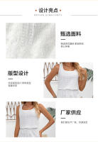 Vestido sin mangas de jacquard de punto hueco con cuello en U para mujer - details 5