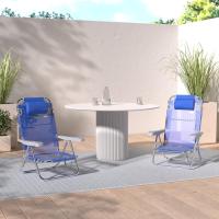Silla Plegable Azul Reclinable, 5 Posiciones, Asa de Transporte, Resistente, 48x45,5x84 cm - details 1