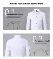 Nueva camisa social de manga larga para hombre de otoño/invierno grande 6XL de alta calidad, moda sin hierro, informal de negocios, blanco puro - details 2
