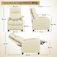 Sillón de Masaje Silla Relax Butaca Sofá Ajustable de Relajación con Función Reclinable para Sala de Estar y Dormitotio Gris - details 30