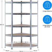 Estantería Modular de Acero y MDF Antihumedad 5 Baldos Ajustables Carga Máx. 875Kg - details 5