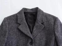 Blazer de lana sintética texturizada para mujer, traje con solapa, chaqueta ajustada con una hilera de botones, falda tipo capa plisada de cintura alta, conjunto elegante de invierno - details 14