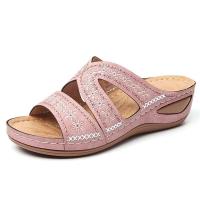 Sandalias ortopédicas de punta abierta para mujer, cuñas de verano, Vintage, de cuero antideslizante, informales, con plataforma - details 1