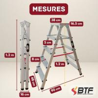 Escalera Tijera Plegable Doble Cara 5 Peldaños en Aluminio |   5+5 Plataforma H.110 cm |   Altura Alcanzable 3,1 Metros |   Certificada EN131 Capacidad Carga 150 kg. BTF-DDB05 - details 2