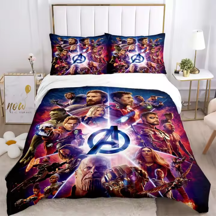 Funda de Edredón de Patrón Avengers Funda de Almohada de Tamaño Variable Conjunto de Ropa de Cama - 1