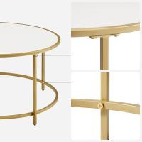 Mesa de Centro Redonda, Mesa de Cristal con Marco de Acero, Mesa de Salón, Mesa de Café - details 18