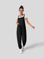 Mono de verano para mujer, cómodo, informal, plisado, adelgazante, pierna - details 7