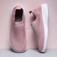 Nuevo estilo 2025, proveedores de zapatos para caminar baratos para mujer, peso ligero, tejido sin cordones, talla grande 43, zapatillas cómodas para mujer, blanco puro - details 9