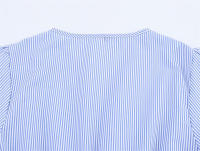 Conjunto de pantalones de pierna ancha para mujer, camisa a rayas con bordado hueco Retro francés, moda de verano - details 3