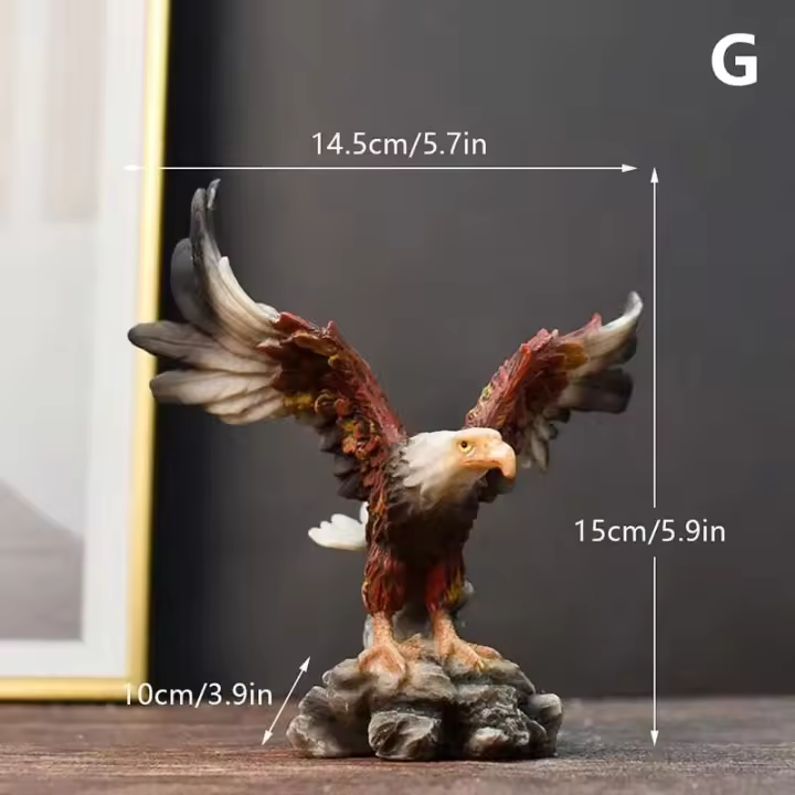 Estatua dorada de resina, artesanía artística, colección de modelos de águila 3D, figuritas Feng Shui de escritorio para el hogar y la Oficina, adorno de decoración - 1