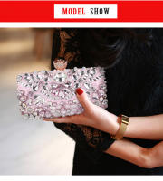 Bolso de mano con cadena y diamantes de imitación para mujer, Cartera de noche para boda y fiesta - details 4