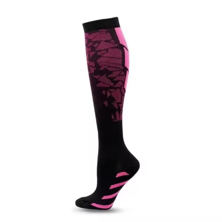 Calcetines de compresión a rayas para venas varicosas, calcetines de LICRA de tubo medio para recuperación de vuelo, calcetines de algodón y poliéster para correr y lactancia para mujer - 1