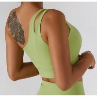 Sujetador deportivo sexy de un solo hombro para mujer, ropa interior de entrenamiento de gimnasia, chaleco para correr de alto soporte - details 14