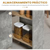Mesa Plegable de Comedor Mesa de Cocina Plegable con Ruedas Alas Abatibles y Estantes para 4-6 Personas 75x140x74 cm Cemento Gris - details 4