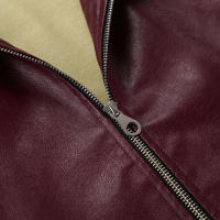 Abrigo grueso de piel sintética para mujer, ropa de calle de color rojo vino con solapa y cremallera, Túnica para otoño, 2024 - details 6