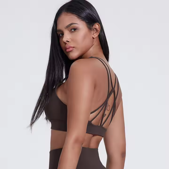 Sujetador deportivo con cordones para mujer, gimnasio, Fitness, Yoga, ropa deportiva transpirable para entrenamiento - 1