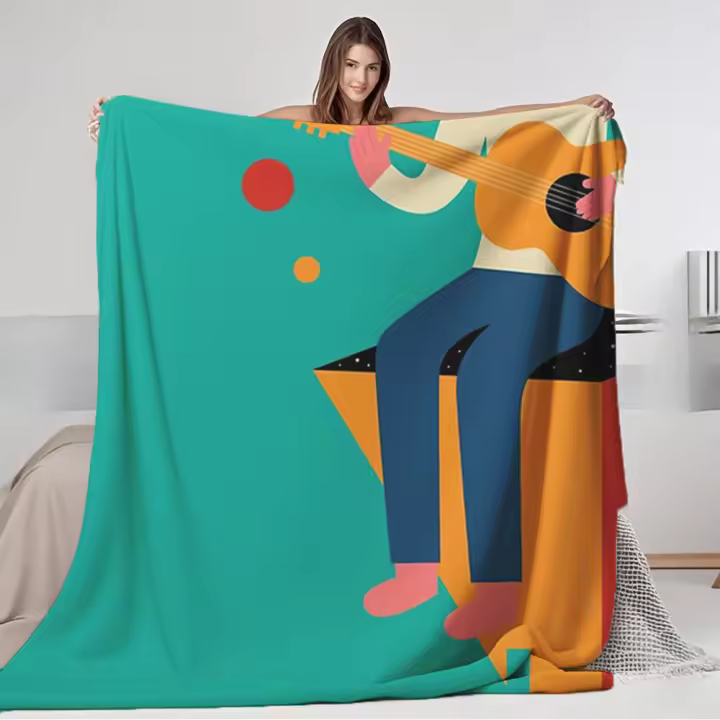 Manta de franela de diseño escandinavo para uso durante todo el año, nuevo par de mantas de punto con peras de piel sintética, mantas antipilling - 1