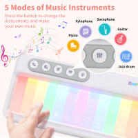 Rainbow Flashing Piano Toys Portable Keyboard Toys with 5 Instruments 13 Melody Electronic Music Toys Educational Toys for Kids - details 3