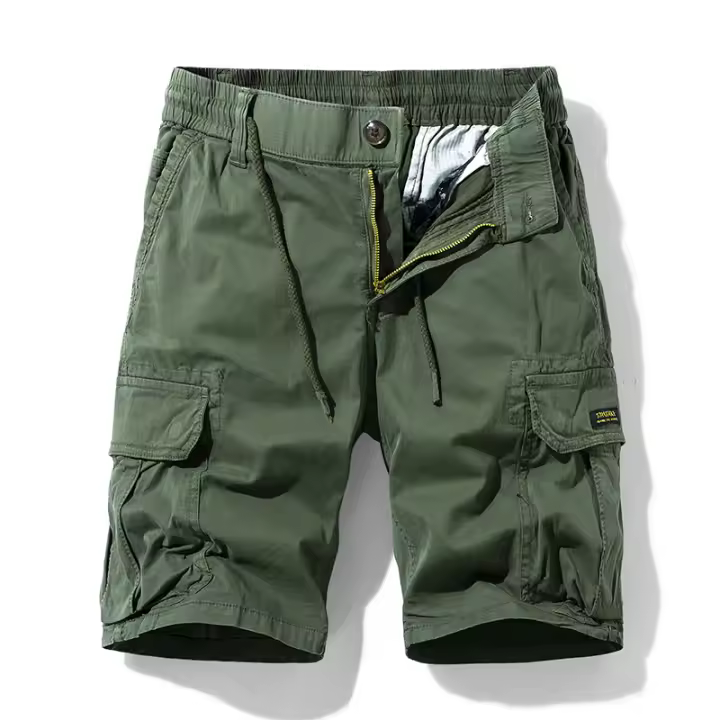 Pantalones Cortos Casuales de Carga para Hombre Verano 2025 Cintura Elástica Múltiples Bolsillos - 1