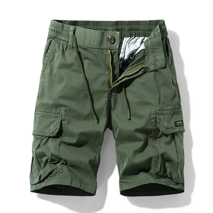 Pantalones Cortos Casuales de Carga para Hombre Verano 2025 Cintura Elástica Múltiples Bolsillos - 1