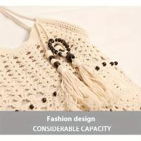 Bolso tejido de hilo de moda con borlas de cuentas de madera, un nuevo bolso de paja con diseños recortados, perfecto para vacaciones y salidas a la playa, un accesorio versátil para mujeres. - details 8