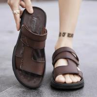 2025 nuevas sandalias de piel de vaca de primera capa zapatos de playa de cuero transpirable para hombres casual suela suave de mediana edad y ancianos papá zapatos de los hombres. - details 29