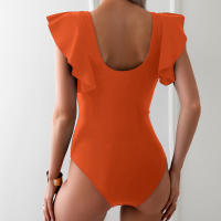 New Clashing One-piece Swimming Costume Small Fly Sleeve Bikini Women Quick Dry Sports Deep V Cross Hollow One-piece Swimsuit - details 32
