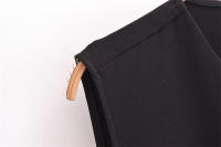 Elegante negro verano ss, sin mangas, abotonado hasta la cintura - details 5