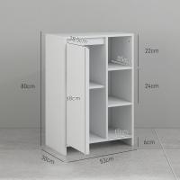 Columna Auxiliar Puerta 3 Estantes Abiertos Antivuelco Estilo Morno 53x30x80 cm Blanco - details 4