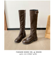 Nueva plataforma retro caballero botas ensanchadas de tubo alto de cuero suave plisado de tacón alto - details 27