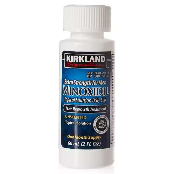 Kirkland Minoxidil 5% Solución tópica Tratamiento extra fuerte para el crecimiento del cabello para hombres Aplicador cuentagotas incluido (suministros de 1 mes a 24 meses disponibles) (suministro de 1 mes) - 1