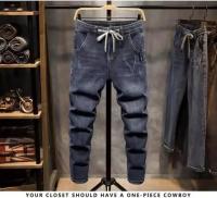 2025 nuevos pantalones vaqueros de cintura elástica para hombres de pierna recta primavera otoño cordón verano delgado suaviza tu silueta pantalones largos - details 5
