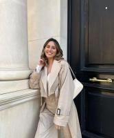 Gabardina recortada de manga larga para mujer, chaqueta de diseño recortado, abrigos sueltos informales de calle, Top elegante - details 9