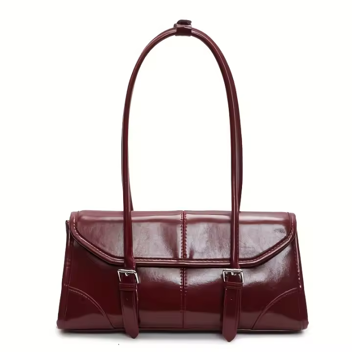 1 bolso de mano para mujer con correa ajustable, elegante bolso de bolos Retro minimalista con cierre magnético, diseño de textura de cocodrilo - 1