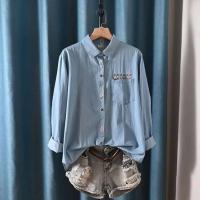 Blusas Bordadas de Flor Moda Coreana para Mujeres Primavera Camisa de Jeans de Diseñador - details 7