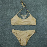 Bikini de vendaje con cordones para mujer, traje de baño negro liso, conjunto de dos piezas, Bikini femenino de fiesta XL 2023 - details 5