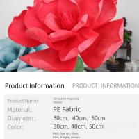 Flor de Magnolia simulada 3D, 30/50CM, flor de simulación de espuma colorida, paisaje de centro comercial, decoración de boda, flor simulada - details 0