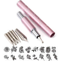 Pluma de Pintura de Punta de Perforación de Metal para Arte de Uñas Línea de Flores con Piedras Preciosas Esmalte de Gel UV 3D DIY Manicura Quitables - details 0