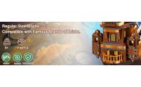 Toy Building Block Set, Pirate Ship Regular Size Brick Model Kit, Creative Ship
